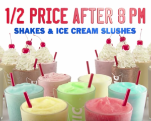 Sonic: Half-Price Shakes & Ice Cream Slushes (After 8PM Sonic: Half-Price Shakes & Ice Cream Slushes (After 8PM