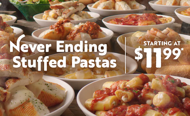 Olive Garden Never Ending Stuffed Pasta Bowl Meal Only 11 99