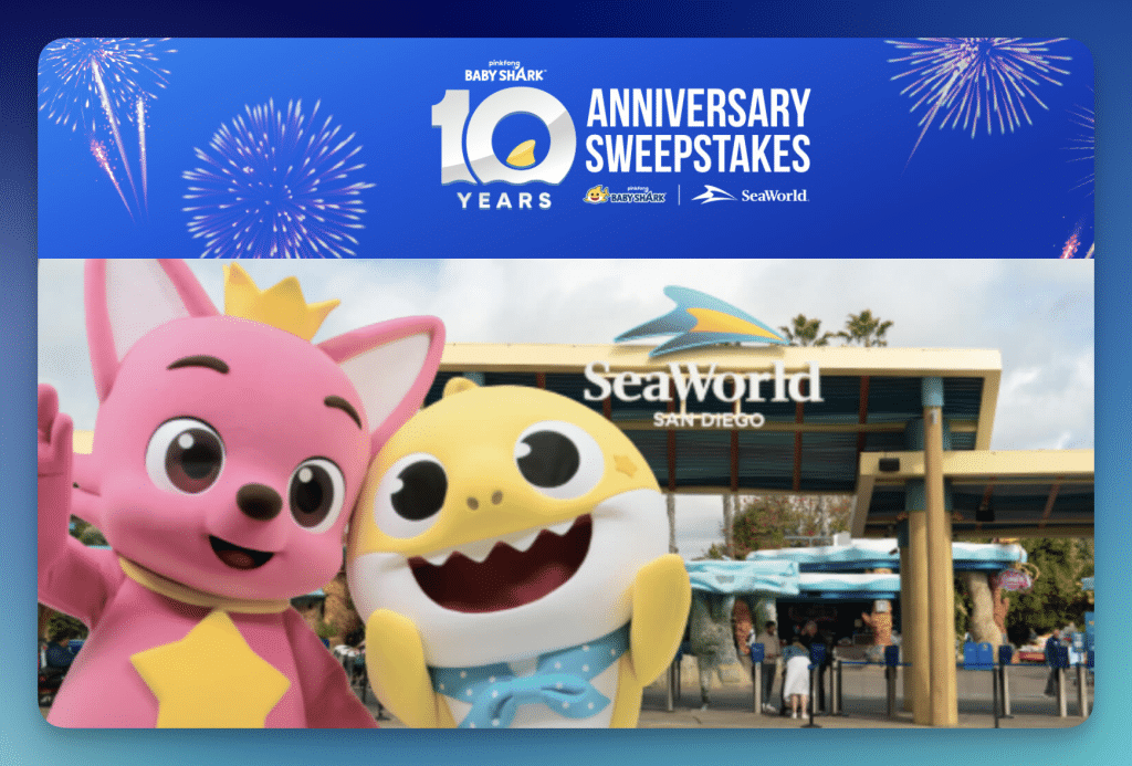 Baby Shark "10th Anniversary at SeaWorld" Sweepstakes (30 Winners ...